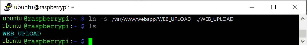라즈베리파이서버 심볼릭 링크 명령어 실행 화면